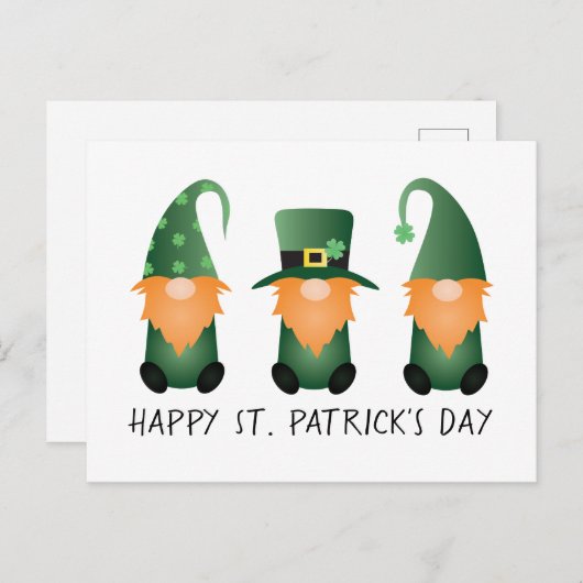 Happy St Patricks Day Gnomes Green Sinaasappel Briefkaart (Voorkant / Achterkant)