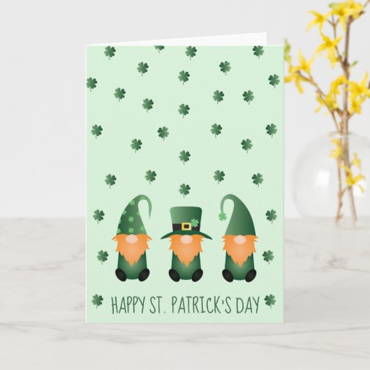Happy St Patricks Day Gnomes Green Sinaasappel Kaart (Gele Bloem)