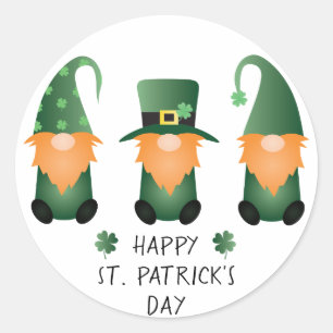 Happy St Patricks Day Gnomes Green Sinaasappel Ronde Sticker