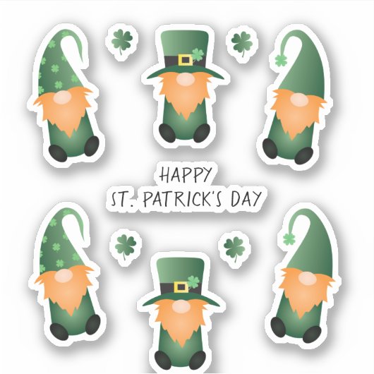Happy St Patricks Day Gnomes Green Sinaasappel Sticker (Voorkant)