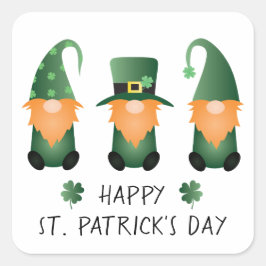Happy St Patricks Day Gnomes Green Sinaasappel Vierkante Sticker