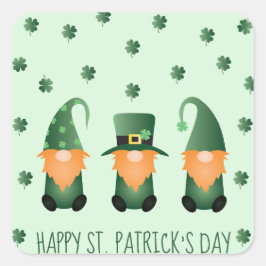 Happy St Patricks Day Gnomes Green Sinaasappel Vierkante Sticker