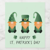 Happy St Patricks Day Gnomes Green Wijn Etiket (Enkel label)