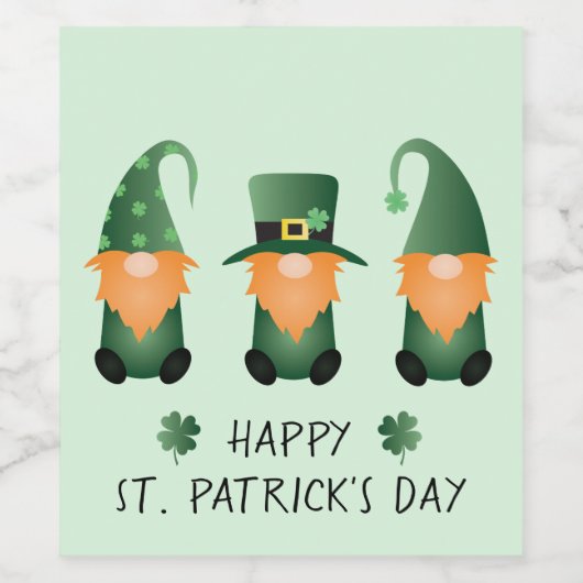 Happy St Patricks Day Gnomes Green Wijn Etiket (Enkel label)