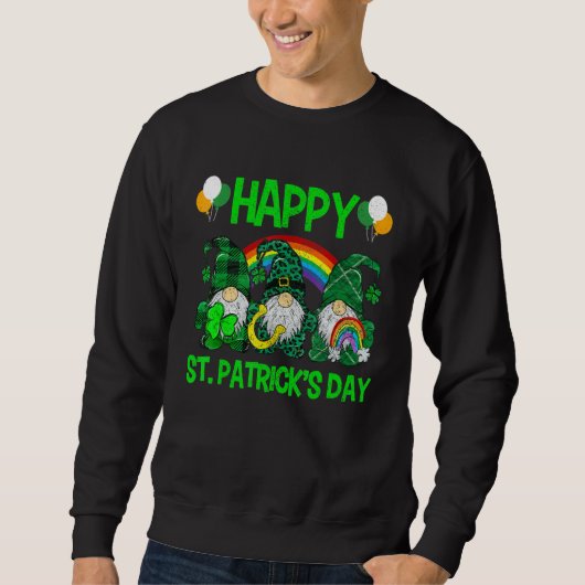 Happy St Patricks Day Gnomes Leopard Irish Shamroc Trui (Voorkant)