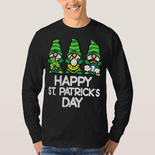 Happy St Patricks Day Gnomes Saint Paddys Pattys W T-shirt (Voorkant)