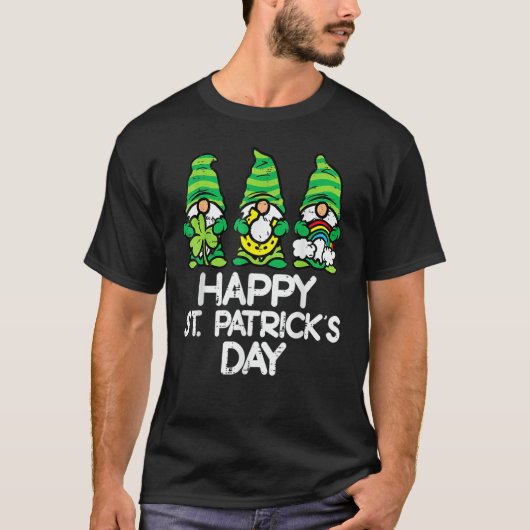 Happy St Patricks Day Gnomes Saint Paddys Pattys W T-shirt (Voorkant)