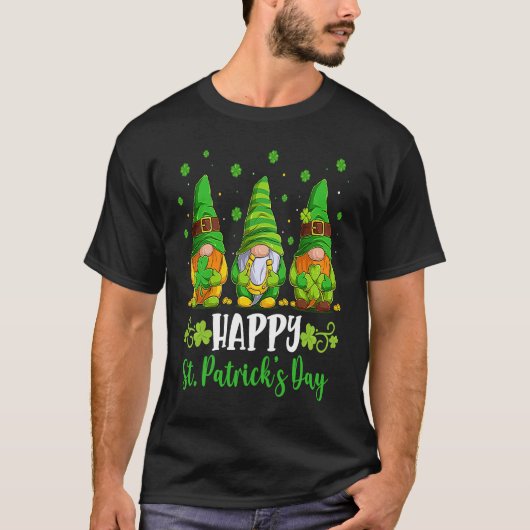 Happy St Patricks day gnomes Shamrock Lucky boys g T-shirt (Voorkant)