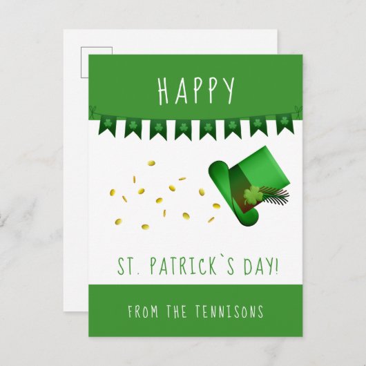 Happy St. Patrick's day Gold en Pet Briefkaart (Voorkant / Achterkant)