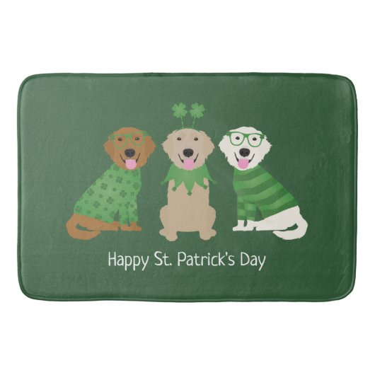 Happy St Patricks Day Golden Retriever Honden Badmat (Voorkant)
