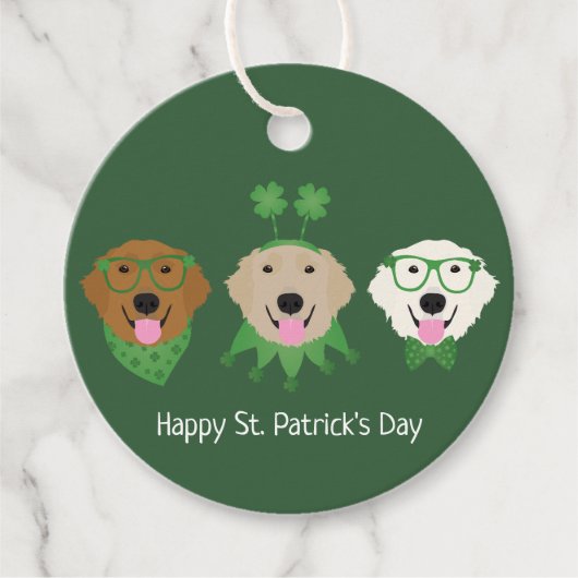 Happy St Patricks Day Golden Retriever Honden Bedankjes Labels (Voorkant)