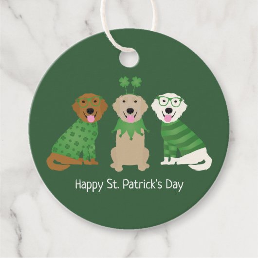 Happy St Patricks Day Golden Retriever Honden Bedankjes Labels (Voorkant)