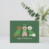 Happy St Patricks Day Golden Retriever Honden Briefkaart (Staand voorkant)