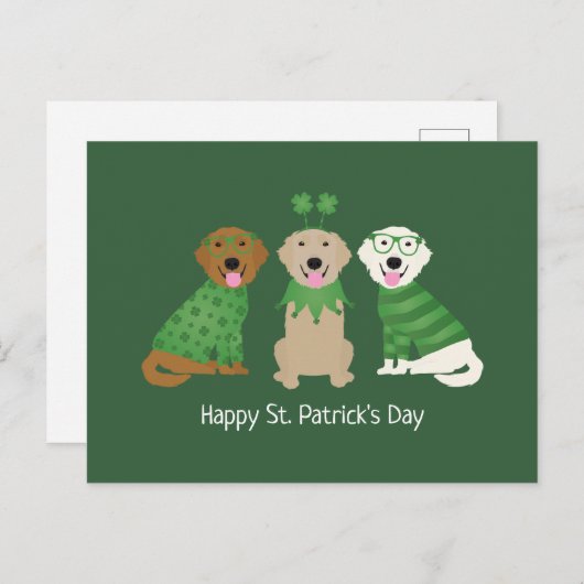 Happy St Patricks Day Golden Retriever Honden Briefkaart (Voorkant / Achterkant)
