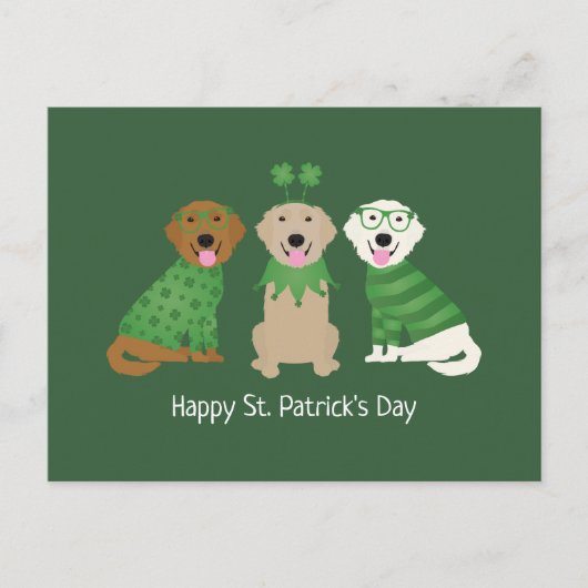 Happy St Patricks Day Golden Retriever Honden Briefkaart (Voorkant)