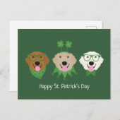 Happy St Patricks Day Golden Retriever Honden Briefkaart (Voorkant / Achterkant)