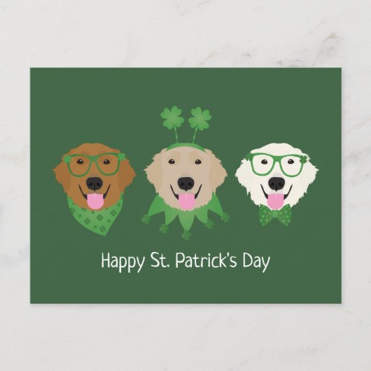 Happy St Patricks Day Golden Retriever Honden Briefkaart (Voorkant)