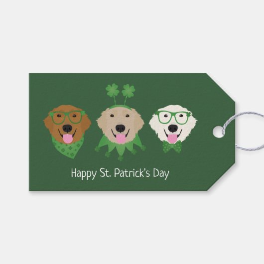 Happy St Patricks Day Golden Retriever Honden Cadeaulabel (Voorkant (Horizontaal))