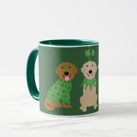 Happy St Patricks Day Golden Retriever Honden Mok (Voorkant links)