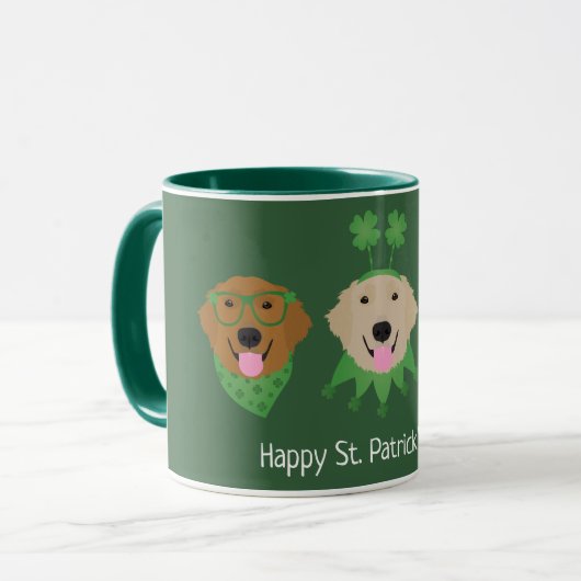 Happy St Patricks Day Golden Retriever Honden Mok (Voorkant links)