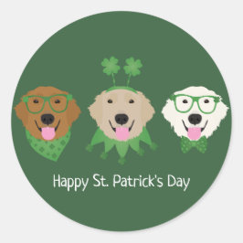 Happy St Patricks Day Golden Retriever Honden Ronde Sticker