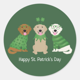 Happy St Patricks Day Golden Retriever Honden Ronde Sticker