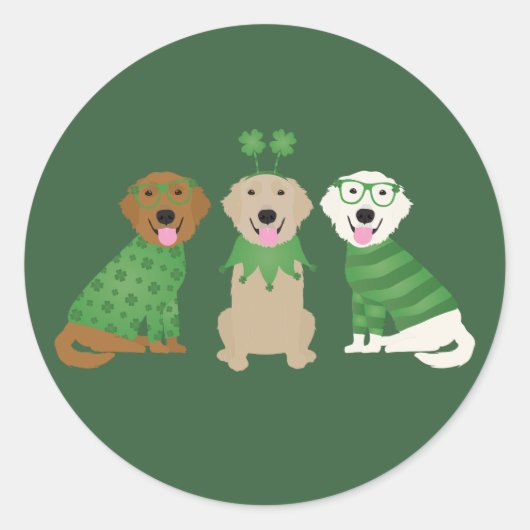 Happy St Patricks Day Golden Retriever Honden Ronde Sticker (Voorkant)