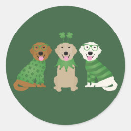 Happy St Patricks Day Golden Retriever Honden Ronde Sticker