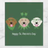 Happy St Patricks Day Golden Retriever Honden Wijn Etiket (Enkel label)