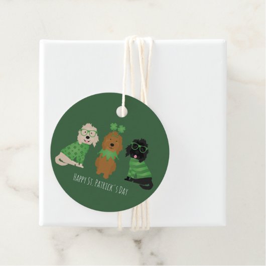 Happy St Patricks Day Goldendoodle Honden Bedankjes Labels (In situ)
