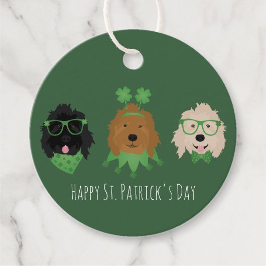 Happy St Patricks Day Goldendoodle Honden Bedankjes Labels (Voorkant)