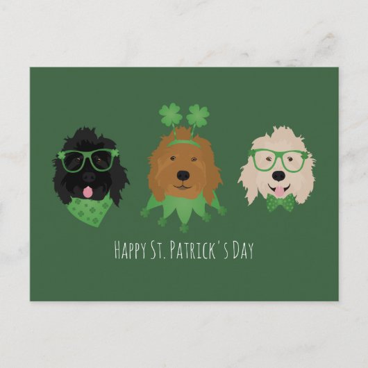 Happy St Patricks Day Goldendoodle Honden Briefkaart (Voorkant)