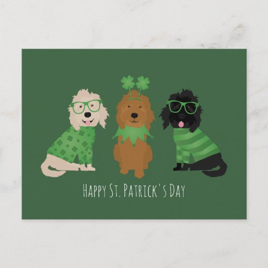 Happy St Patricks Day Goldendoodle Honden Briefkaart (Voorkant)