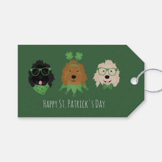 Happy St Patricks Day Goldendoodle Honden Cadeaulabel (Voorkant (Horizontaal))