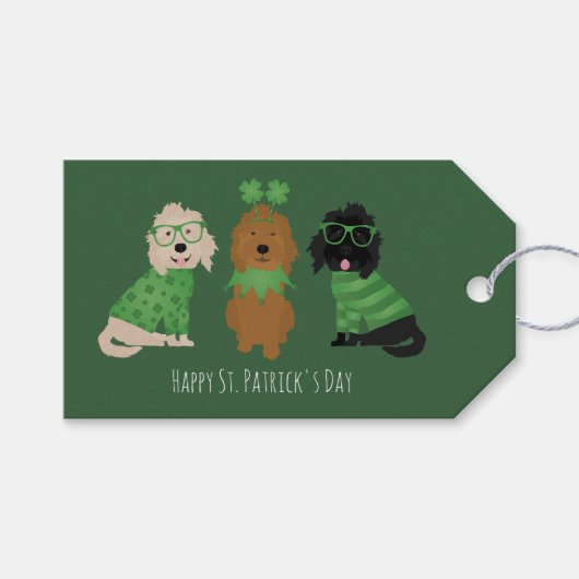 Happy St Patricks Day Goldendoodle Honden Cadeaulabel (Voorkant (Horizontaal))