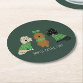 Happy St Patricks Day Goldendoodle Honden Ronde Kartonnen Onderzetter (Gebogen)