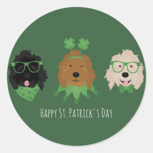 Happy St Patricks Day Goldendoodle Honden Ronde Sticker