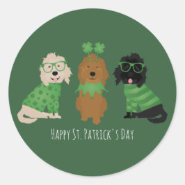 Happy St Patricks Day Goldendoodle Honden Ronde Sticker