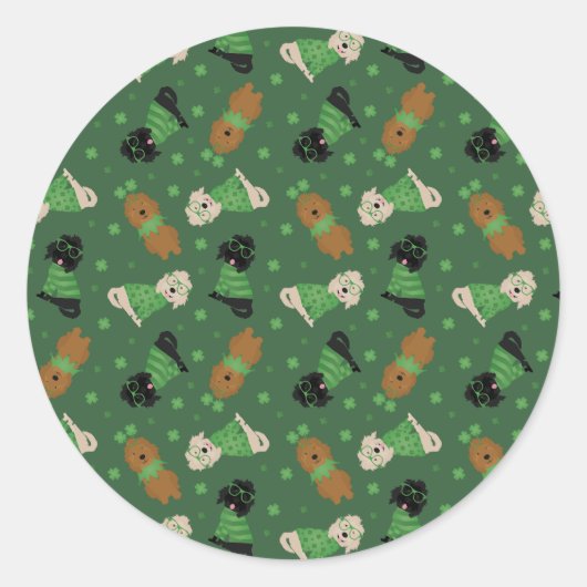 Happy St Patricks Day Goldendoodle Honden Ronde Sticker (Voorkant)