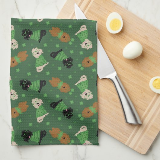 Happy St Patricks Day Goldendoodle Honden Theedoek (Quarter Fold)