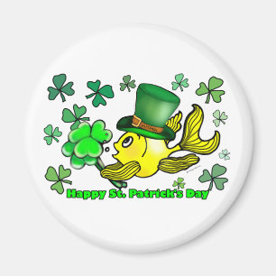 Happy St. Patrick's Day Goldfish Green Shamrocks Magneet