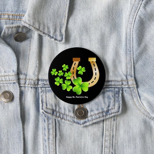 Happy St. Patrick's Day Good Luck Hoefijzer Ronde Button 7,6 Cm (In situ)