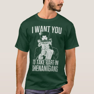 Happy St. Patrick's Day Grappig USA Uncle Sam part T-shirt