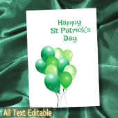 Happy St Patricks Day Green Balloon Fun Typografie Kaart