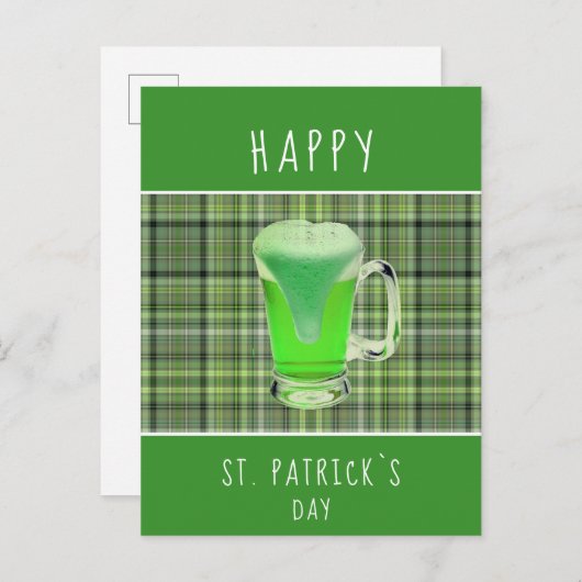 Happy St. Patrick's day Green Beer Irish Pattern Briefkaart (Voorkant / Achterkant)