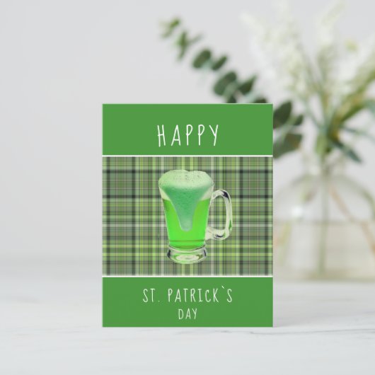 Happy St. Patrick's day Green Beer Irish Pattern Briefkaart (Staand voorkant)