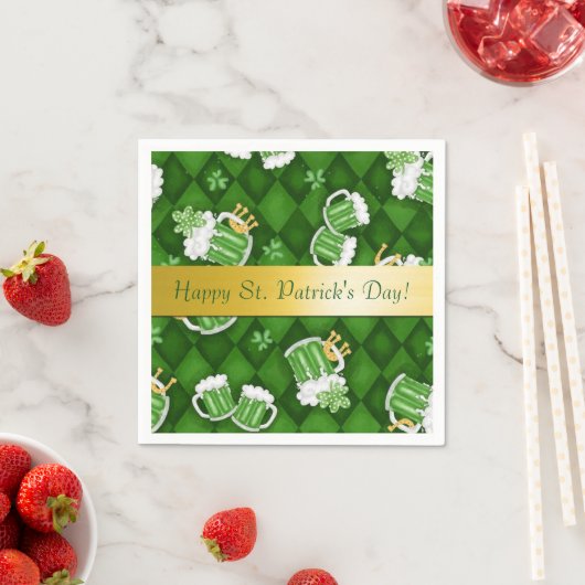 Happy St. Patrick's Day Green Beer Napkins Servetten (Insitu)