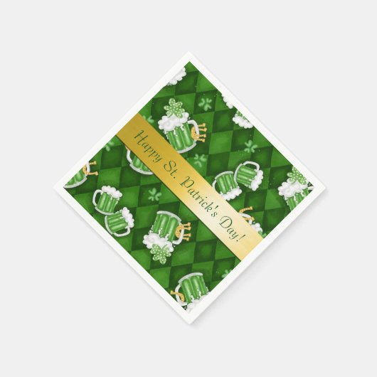 Happy St. Patrick's Day Green Beer Napkins Servetten (Hoek)