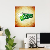 Happy St. Patrick's Day Green Beer Square Poster (Thuiskantoor)