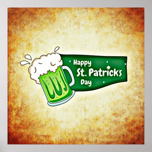 Happy St. Patrick's Day Green Beer Square Poster (Voorkant)